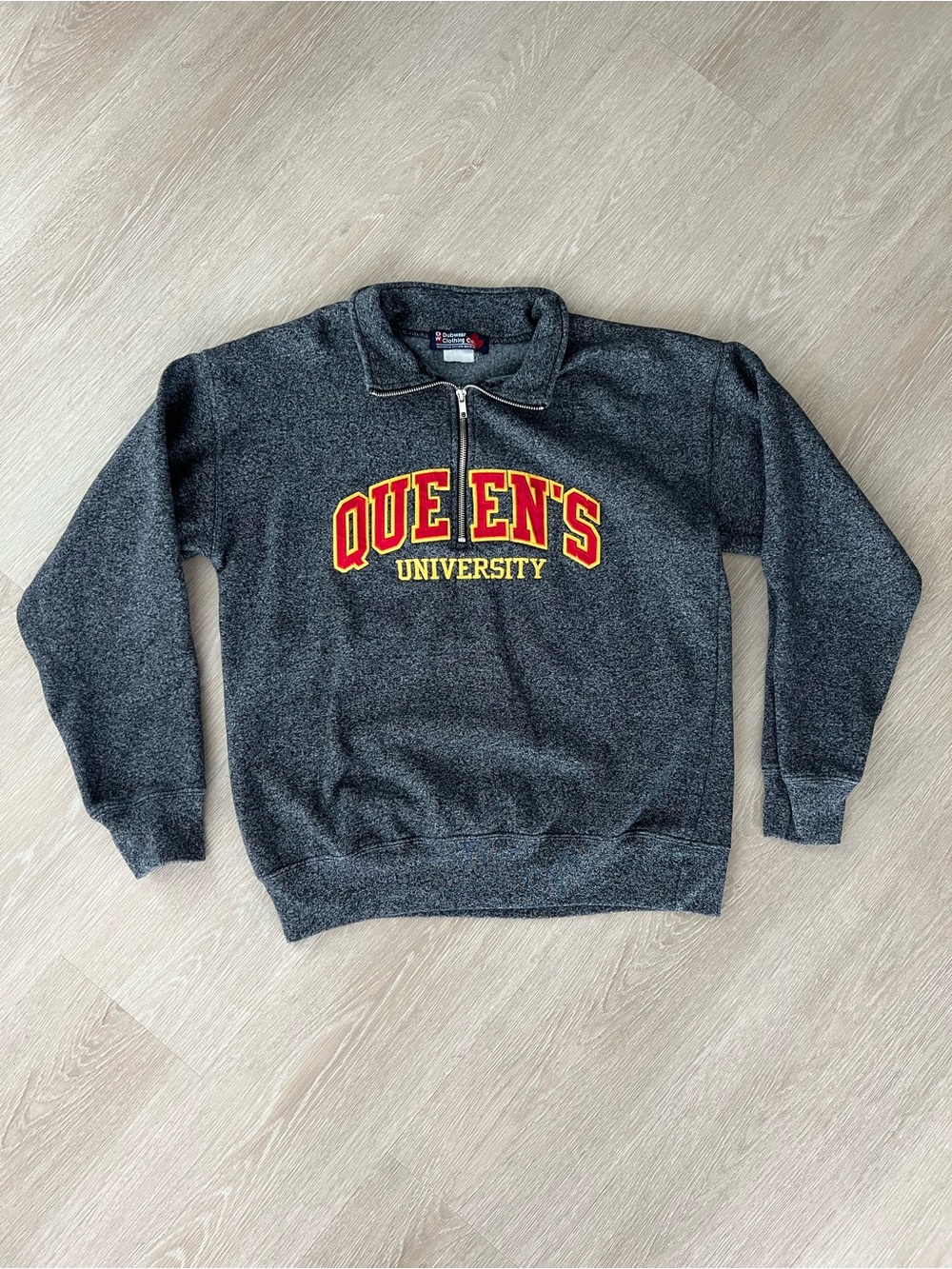 Queen's University Gray Y2K Collegiate Half-Zip Sweatshirt